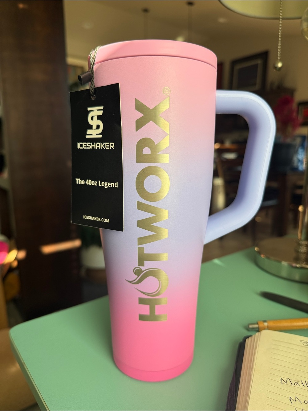 Hotworx Gradient Pink & Lavender 40oz Travel Mug new Stanley ice shaker cup
